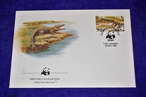 WWF First Day Cover FDC 1984 Endandered Species Crocodile The Gambia - Picture 1 of 2