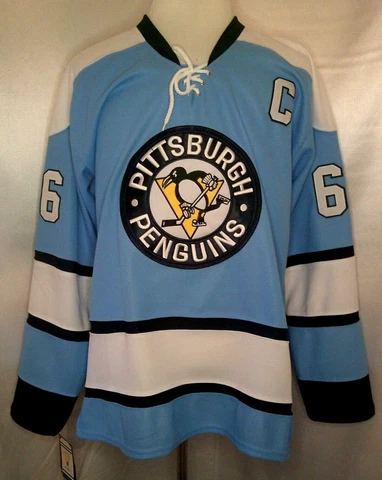 Mario Lemieux Pittsburgh Penguins Blue & White 1968-'71 Throwback CCM NHL Jersey Cover