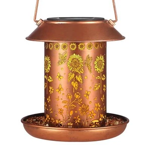 Bird Feeder Solar Lantern Hanging Garden Decor Outdoor Waterproof for Yard Patio - Picture 1 of 7
