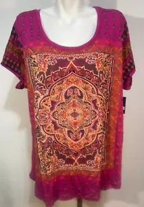Lucky Brand Damen Magenta Pink Lila Small Top Shirt Tunika Baumwolle Neu Neu mit Etikett - Bild 1 von 10