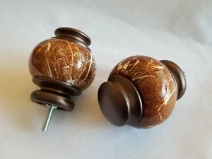 Rod Desyne DF10-25-9 Set of 2 Curtain Rod Finials Bronze Brown White Marble New - Picture 1 of 4