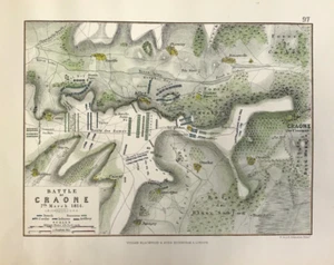 Battle of Craone March 1814 Alison Military Atlas Field Plan print 1875 - Picture 1 of 3