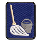 Mop and Bucket Cleaning Multi-Color Embroidered Iron-On Patch Applique