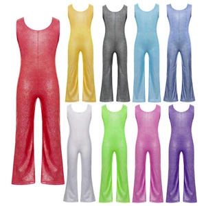 Kids Girl's Leotard Dance Bodysuit Competition Rompers Lyrical Jumpsuit Shiny - Picture 1 of 92
