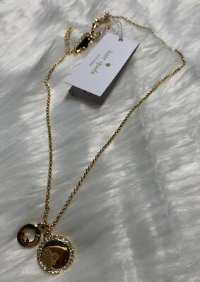 Authentic Kate Spade  Pave Charm Pendant Necklace Gold Tone Plated NWT - Image 1 of 3