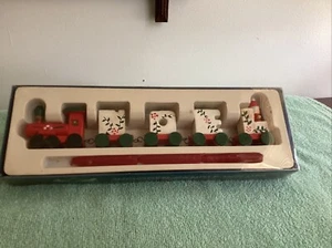 Treno portacandele Noel in legno vintage anni 80.. Ancora In Scatola - Foto 1 di 3