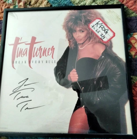 Autographed  TINA TURNER Break Every Rule LP - Radio copy issued by Capitol Cover