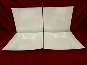 Lenox Tin Can Alley Set Of 4 White Square Dinner Plates 9 3/4" x 10 1/2" - Picture 1 of 2