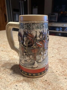 1988 Budweiser Holiday Bier Stein Krug Clydesdale Collector Series Weihnachten Xmas - Bild 1 von 6