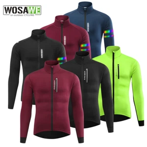 WOSAWE Herren Winter Radjacke Thermo Fleece Langarm Trikot Winddicht Bike Warm - Picture 1 of 17