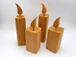 Unfinished 3D Wood Candles Ready to Paint Set of 4 - Picture 1 of 5