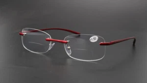 Randlose bifokale Herren-Lesebrille Metallleser Rechteck 1,0 1,5 2,0 2,5 3,0 - Bild 1 von 18