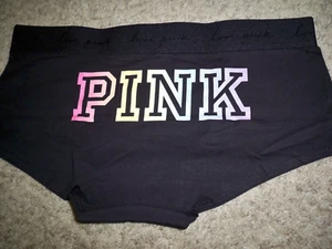 Victoria's Secret BOYSHORT OMBRE PINK LOGO SCHWARZ LARGE NEU - Bild 1 von 3