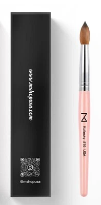 Cepillo profesional Majesti Pink 100 % Kolinsky para uñas acrílicas - tamaño #16 Foto 1 de 2