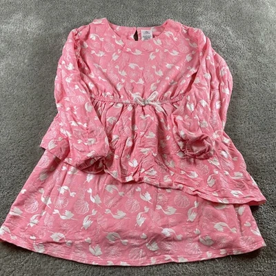 Disney Princess Pink Dress Size 11/12 Long Sleeve Bow Tiered Girls Kids - Image 1 of 4