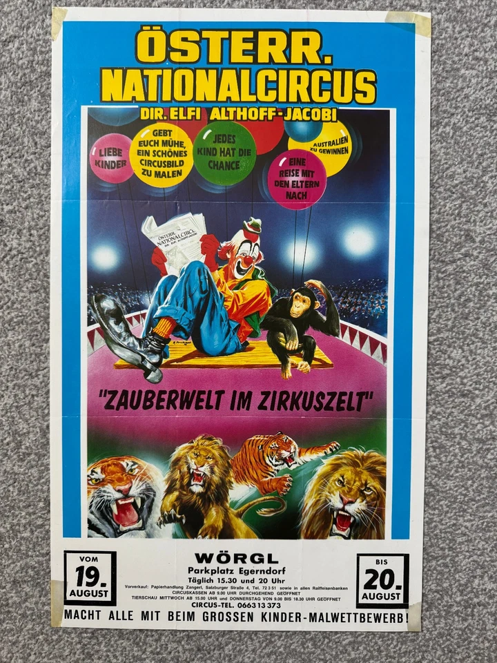 Zirkusplakat "Österreichischer Nationalzirkus" (Elfi Althoff-Jacobi) 1992 - Bild 1 von 1
