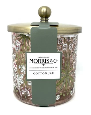 William Morris & Co Cotton Jar Pink Floral Glass Bathroom Vanity Accessory - Image 1 of 4