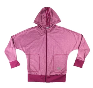 Chaqueta Mujer Talla Pequeña Adidas Con Capucha Jaspeado Rosa Magenta Gris Trifolio - Imagen 1 de 8