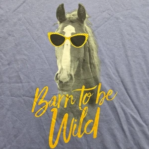 Horse Lover Barn To Be Wild T Shirt Funny Cute Farm Cowboy Cowgirl Adult 2XL XXL - Picture 1 of 7