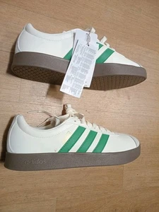 Adidas VL Court 2.0 Mens Trainers JH5061 Off White/Green/Gum. size 7.5 - Picture 1 of 6