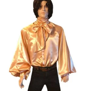 Men's Satin Raglan Sleeve Cravat Shirt - Picture 1 of 4