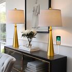 Oneach 25.75? Modern Table Lamps With Usb Port Set Of 2 Accent Gold Nightstan...