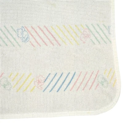 Винтажное детское одеяло 80-х Baby Morgan уютное вафельное плетение белое унисекс пастельные медведи - Изображение 1 из 4