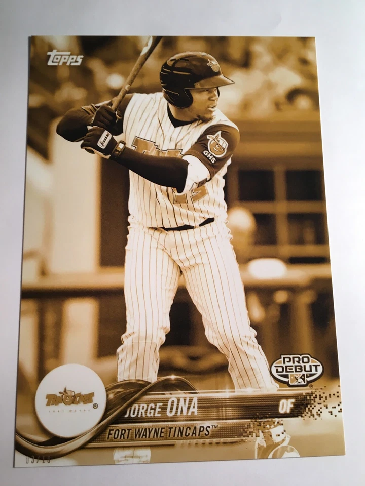 2018 Topps Pro Debut Jumbo 5x7 Jorge Ona TinCaps 139 Gold 03/10 - Image 1 of 1