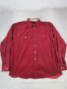 Burberry London Shirt Mens Xl Red Corduroy Cotton Button Up - Picture 1 of 9