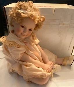 Vintage Porzellan & Stoff Shirley Temple Puppe MBI 3C Marke - Bild 1 von 8