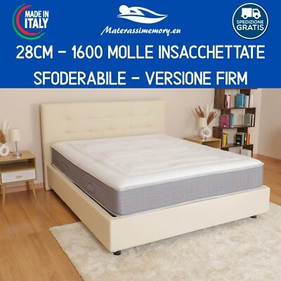 Materasso 1600 molle e Memory SPRING EVO FIRM alto 28 cm 4 strati detraibile - Immagine 1 di 4