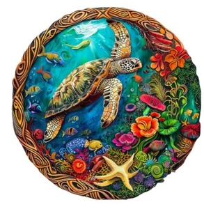 Puzzles Up Colorful Sea Turtle Wooden Jigsaw Puzzle Small New Sealed A5 Ages 12+ - Picture 1 of 6