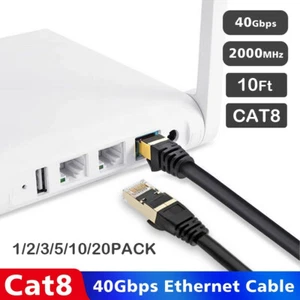 10FT Premium Ethernet Cable CAT8 Ultra High Speed LAN Patch Cord PC Modem Router - Picture 1 of 12