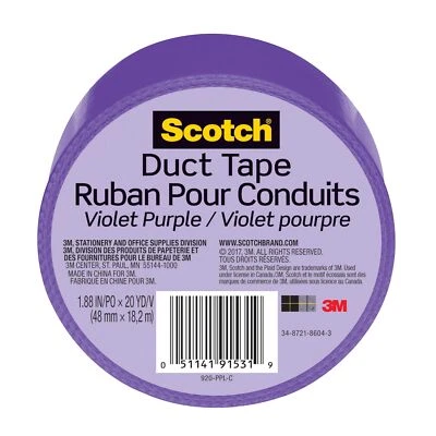Scotch® Duct Tape 920-PPL-C, 1.88 in x 20 yd (48 mm x 18,2 m), Purple - Image 1 of 2