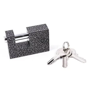 Shackle Padlock 100mm with 3 Keys Cast Iron "C" Type Block Slide Bolt Padlock - Picture 1 of 2