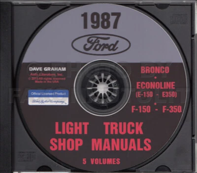1987 Ford Camion Negozio Manuale 5 Libro Set Su CD F150 F250 F350 BRONCO Furgone - Immagine 1 di 4