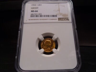 1922 MS66 Grant Gold Commemorative Dollar NGC Certified Gem - Beautiful Coin - Image 1 of 4