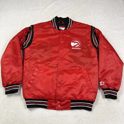 Vintage Starter Satin Jacket Atlanta Hawks Boys Large 16–18 Red NBA Youth - Image 1 of 4