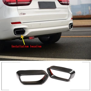 Carbon Fiber Style Car Exhaust Throat Muffle Cover For 14-2018 BMW X5 X6 F15 F16 - Picture 1 of 8