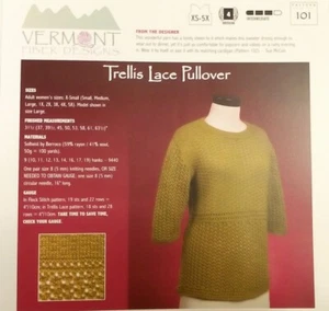 Vermont Fiber Design Knitting sweater pullover pattern trellis lace Sizes XS-5x - Picture 1 of 5