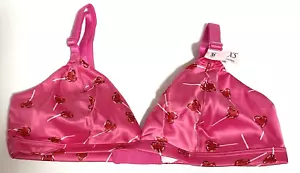 Victoria's Secret Bralette XS Tease Inalámbrico Triángulo Rosa Satinado Piruletas - Imagen 1 de 6