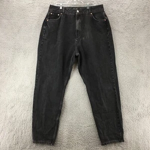 Asos Design Mom Jeans Womens 14 Curve Black Denim Tapered Leg High Rise Zip Fly - Picture 1 of 15
