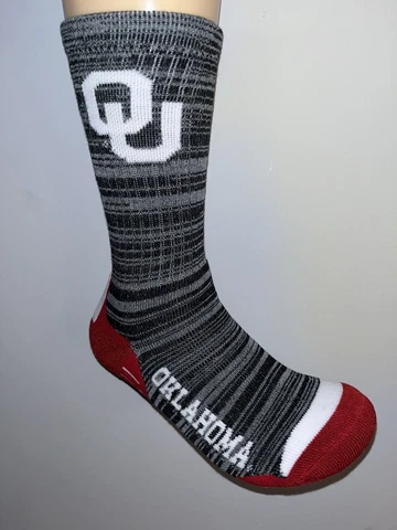 OKLAHOMA SOONERS NCAA COLLEGE LOGO MARBLE VERTICAL CREW LENGTH SOCKS MEDIUM Q Cover