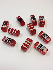 Red American flag glass beads Tabular DIY Jewelry Patriotic USA 20mm 12 pcs