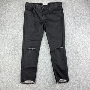 We The Free People Jeans Womens 31 Black Distressed Cigarette Ankle Grunge Goth - Picture 1 of 16