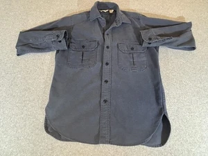 Cabelas Shirt Mens Large Blue Chamois Flannel Hunting Workwear 90s USA Vintage - Picture 1 of 14