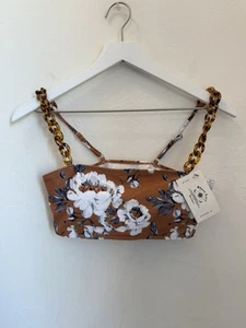 Women’s Blakeley Bandeau Bikini Top Floral Boutique Chain Strap Small Tan - Picture 1 of 9