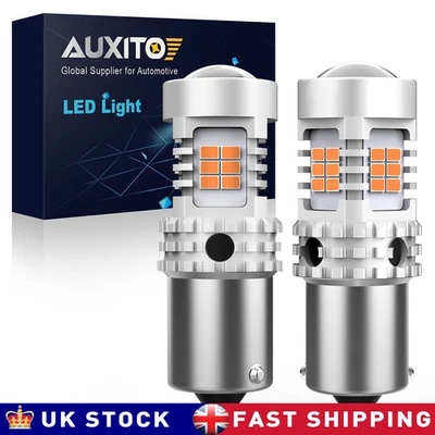 AUXITO 2PCS 7507 PY21W BAU15S 150° LED Bulb Amber Yellow for Turn Signal Lights - Image 1 of 4