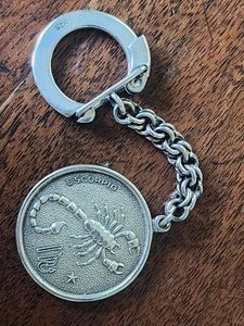 Vintage Signed Parra Sterling Silver Modernist Mexico Scorpio Zodiac Keychain - Picture 1 of 7