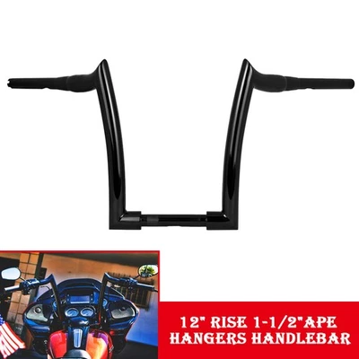 12'' Rise Rise Ape Hangers Handlebar For Harley Heritage Softail Foto 1 de 4